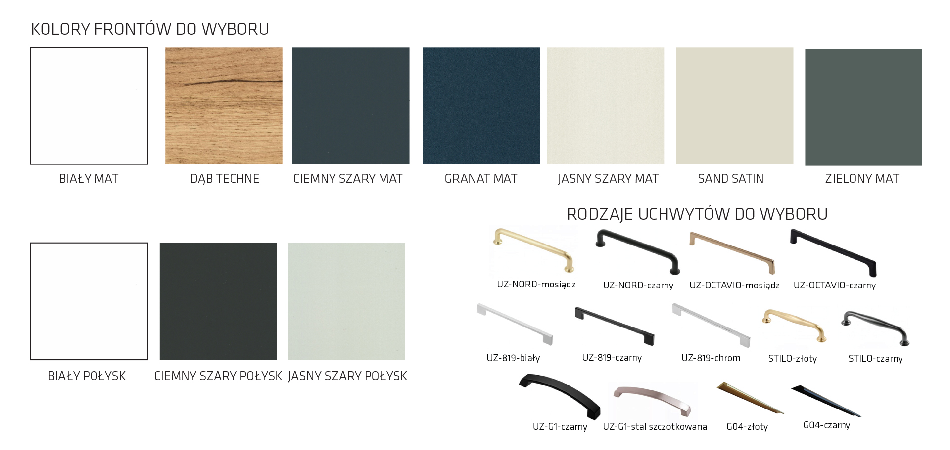 Wybierz kolor frontów i uchwyt